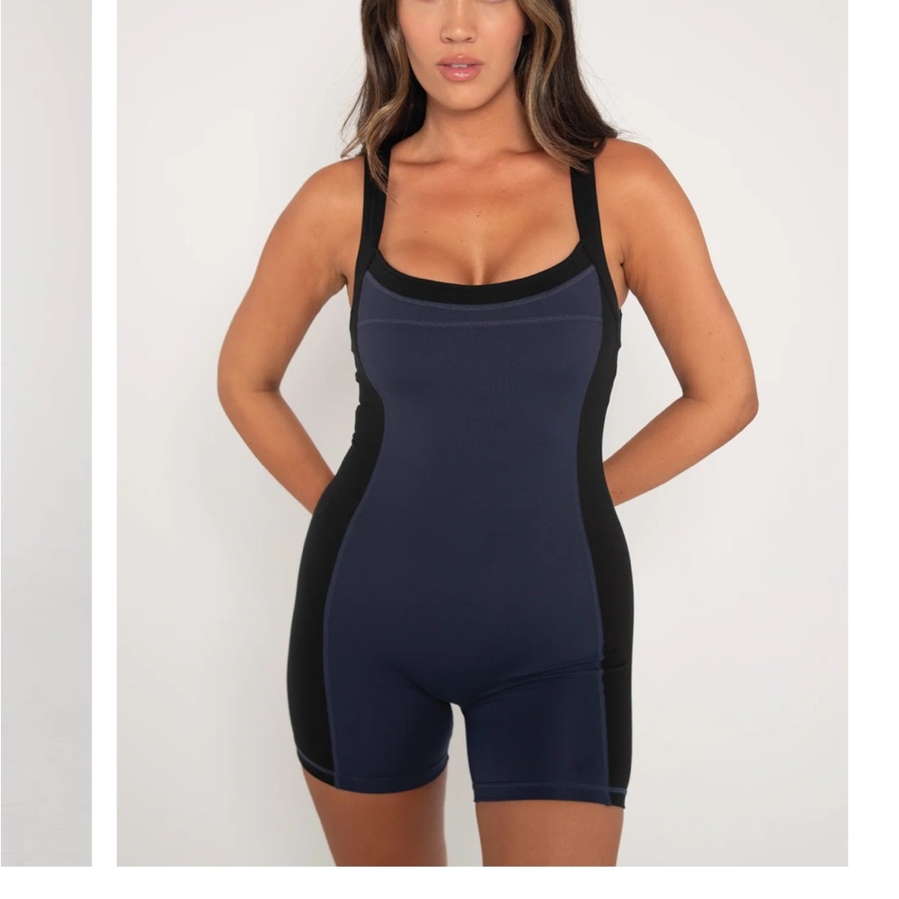 Women's Black and Blue Athletic Shorts